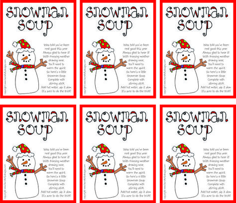 Snowman Soup Recipe, Snowman Soup Tags Printable Free, Snowman Soup Labels Free Printable, Snow Man Soup Printable Free, Snowman Soup Printables Free Bag Toppers, Snowman Soup Printables Free, Snowman Soup Labels, Dollar Store Snowman, Snowman Soup Printables