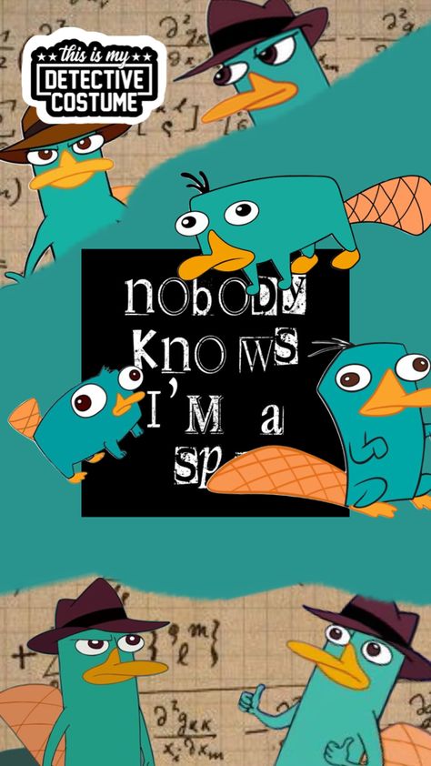 #perrytheplatypus Parry The Platypus Wallpaper, Phineas And Ferb Wallpaper Aesthetic, Perry The Platypus Aesthetic, Detective Costume, Phineas E Ferb, Perry The Platypus, Phineas Y Ferb, Neverland Pirates, Editing Tricks