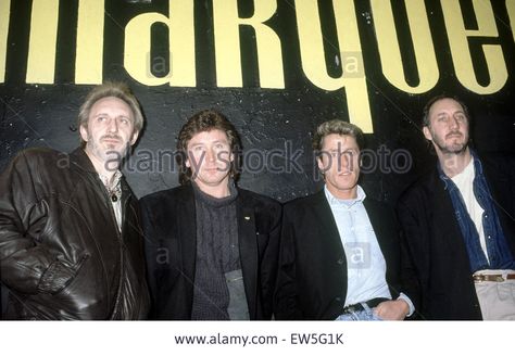 British rock group The Who pictured at the Marquee Club in London.  Left to right: John Entwistle, Kenney Jones, Roger Daltrey and Pete Townshend. 2nd March 1988. Kenney Jones, Romantic Composers, Glastonbury Music Festival, Paul Freeman, Ken Russell, John Entwistle, Aarhus Denmark, People Group, Reading Festival