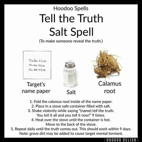 Tell the Truth Salt Spell Hoodoo Conjure Rootwork, Truth Spell, Hoodoo Magic, Hoodoo Conjure, Witchcraft Spells For Beginners, Hoodoo Spells, Spells For Beginners, Voodoo Spells, Wiccan Magic