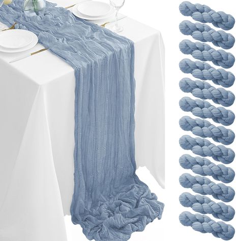 PRICES MAY VARY. Package Included:You will get 12 pack of dusty blue cheesecloth table runners, perfect for wedding banquets and various parties, enough to meet your daily use and replacement needs. Each cheesecloth tablerunner measures approximately 35 x 120 inches/90 x 300 cm, long enough to be used individually on rectangular and round tables, or pieced together for long tables. No matter how it is used, this gauze table runner can be placed perfectly and elegantly on the table or hung on the Blue Floral Birthday Party, Dusty Blue Wedding Ideas, Dusty Blue Wedding Theme Table Settings, Something Blue Before I Do Shower Theme, Dusty Blue Table Runner, Blue Cheesecloth Table Runner, Boy Baby Shower Table, Sheer Table Runner, January Baby Shower