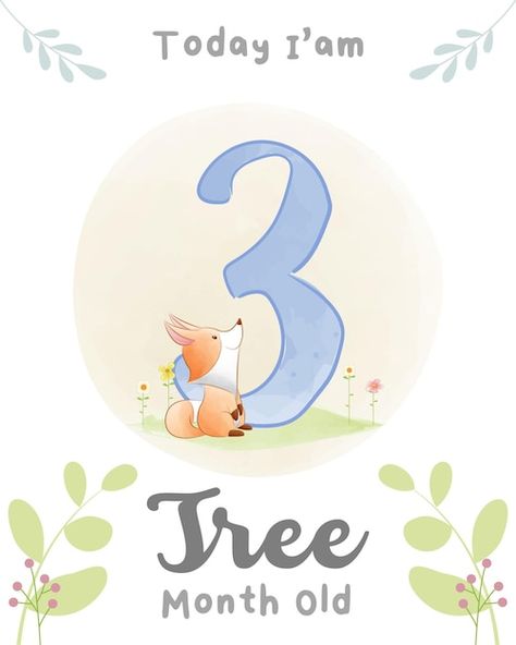 Cute baby fox baby milestone cards cute ... | Premium Vector #Freepik #vector #cute-watercolor #art #watercolor-drawing #baby-shower-watercolor Happy Birthday Illustration, Baby Birthday Card, Baby Month Stickers, Milestone Stickers, Fox Baby, Month Stickers, Baby Koala, Baby Room Art