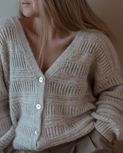 Coffee Cardigan by Martine Jacobsen Lacy Sweater Crochet Pattern, Knit Cardigan Pattern Free, Cardigan Knitting Patterns Free, Summer Cardigan Pattern, Knitted Cardigan Pattern, Cardigan Knit Pattern, Cardigan Knitting Patterns, Intermediate Knitting Patterns, Summer Knitting Patterns