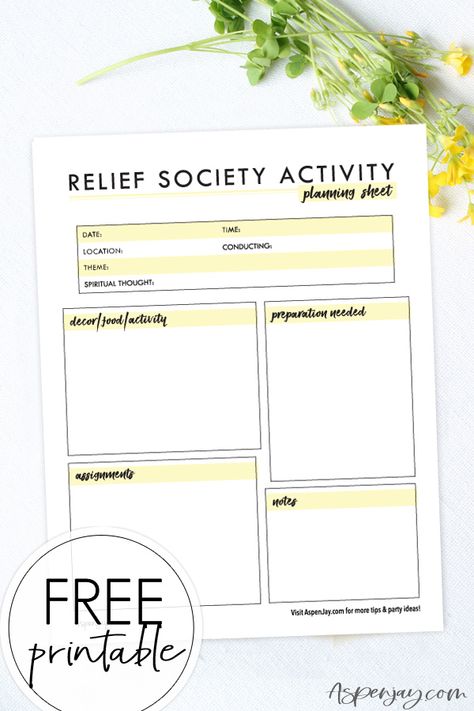 Relief Society Activity Planning Sheet - FREE PRINTABLE Free Relief Society Printables, Relief Society Emergency Preparedness Activity, Relief Society Activity Planning Sheet, Relief Society Binder Printables Free, Relief Society Conducting Sheet Free, Relief Society Theme, Lds Relief Society Activities, Binder Printables Free, General Conference Activities