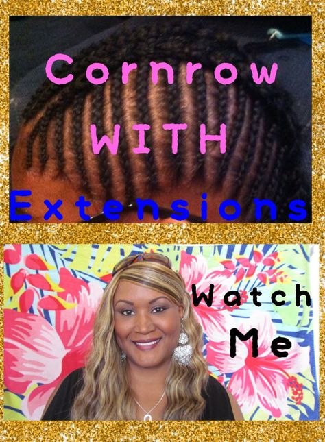 Learn How to Add Extension Hair to Cornrows! Check out the video by @angelhairdesigns or 7angelhair7 on YouTube #braids How To Braid Cornrows, Best Cornrow Hairstyles, Cornrows With Extensions, Braid Cornrows, Extension Hair, Crochet Braid, Cornrows Braids, Cornrow Hairstyles, Cornrow