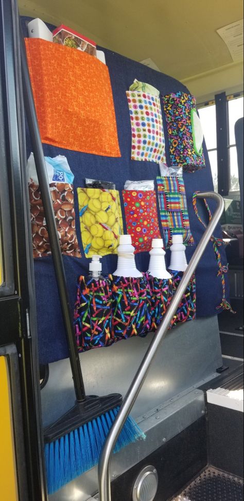 School Bus Organization Ideas, School Bus Decoration Ideas, Bus Organization, School Bus Decorations, Bus Decorations, Bus Decor, Yard Cleaning, Bus Seat, Bus Ideas