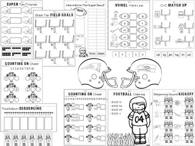 Super Bowl ELA and Math Activities - Kindergarten Kindergarten Superbowl Activities, Super Bowl Kindergarten Activities, Super Bowl Math Activities, Activities Kindergarten, Subtraction Activities, Math Activities For Kids, Kindergarten Math Activities, Superbowl Party, Math Classroom