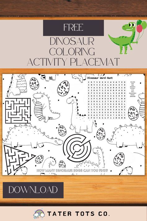 Paper Games For Kids, Printable Placemat, Activity Placemat, Coloring Placemats, Diy Placemats, Kids Printables, Placemats Kids, Dinosaur Activities, Easter Printables Free