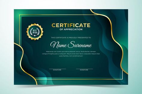 Green Certificate Template, Certificate Ideas, Portfolio Cover Design, Green Certificate, Green Gradient Background, Certificate Border, Certificate Background, Certificate Design Template, Portfolio Covers