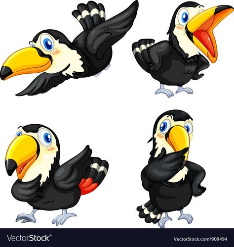 Baby Toucan, Animals Animated, Girl Holding Balloons, Blue Cartoon Character, White Wing, Blue Cartoon, Animated Background, Cartoon Birds, Cartoon Sketches