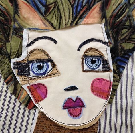 Fabric Collage Faces, Applique Portrait, Embroidery Knots, Fabric Faces, Fabric Portraits, Collage Faces, Freddy Moran, Paper Quilts, Face Collage