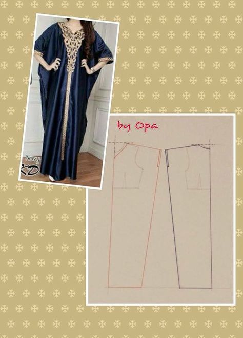 Kaftan Dress Pattern, Abaya Pattern, Kaftan Pattern, Knit Dress Pattern, Dress Sewing Tutorials, Sewing Clothes Women, Pattern Dress Women, Sewing Tutorials Clothes, Gown Pattern