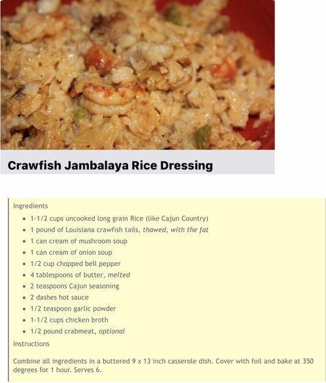 Crawfish Rice Dressing, Crawfish Jambalaya Recipes, Crawfish Rice Recipes, Crawfish Rice, Crawfish Jambalaya, Cajun Recipes Louisiana, Crawfish Dishes, Creole Dishes, Jambalaya Rice