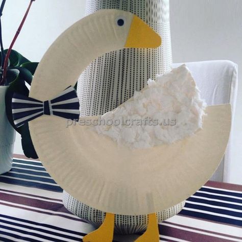 Crafts, Patterns, DIY and Handmade Ideas from CraftGossip – Page 3 Duck Preschool Craft, Paper Plate Duck, Letter L Crafts, Duck Craft, Goose Craft, Cute Goose, Duck Crafts, Frog Crafts, Alphabet Crafts