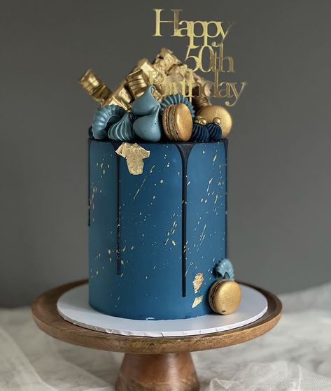 40th Birthday Cakes For Men, Modern Birthday Cakes, Blue Birthday Cakes, 90th Birthday Cakes, Blue Vibes, Dad Birthday Cakes, Birthday Cake For Him, 18th Birthday Cake, 40th Birthday Cakes