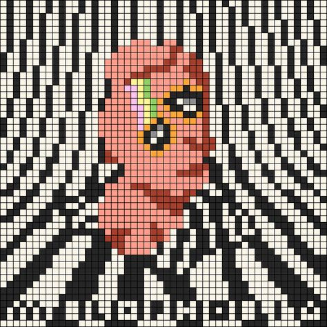 Mitski Alpha Pattern, Crochet Grid Album Cover, Album Cover Crochet Grid, Alpha Patterns Phoebe Bridgers, Pixel Art Album Cover, Album Cover Grid Pattern, Album Cover Pixel Art, Book Alpha Pattern, Paramore Alpha Pattern