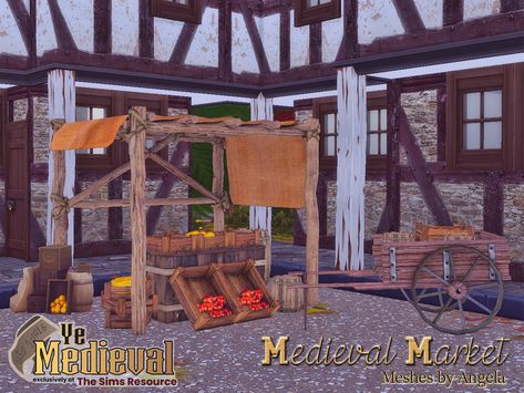 The Sims Resource - Medieval Market Springfield Simpsons, Living Room Sims 4, Sims Medieval, Sims 4 Challenges, Medieval Market, Sims 4 Clutter, Sims Games, 4 Dining Chairs, Sims Community