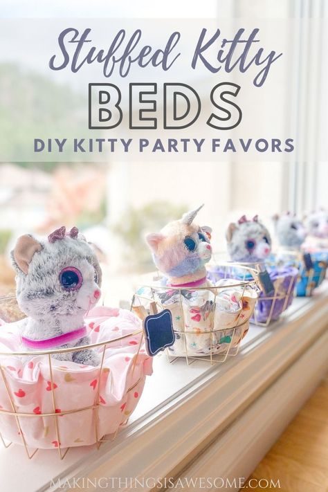 Kitty Cat Birthday Party Favors, Cat Themed Party Favors, Cat Birthday Party Favors, Cat Party Games, Cat Theme Birthday Party, Kitty Party Favors, Cat Birthday Party Ideas, Cat Party Ideas, Cat Bday