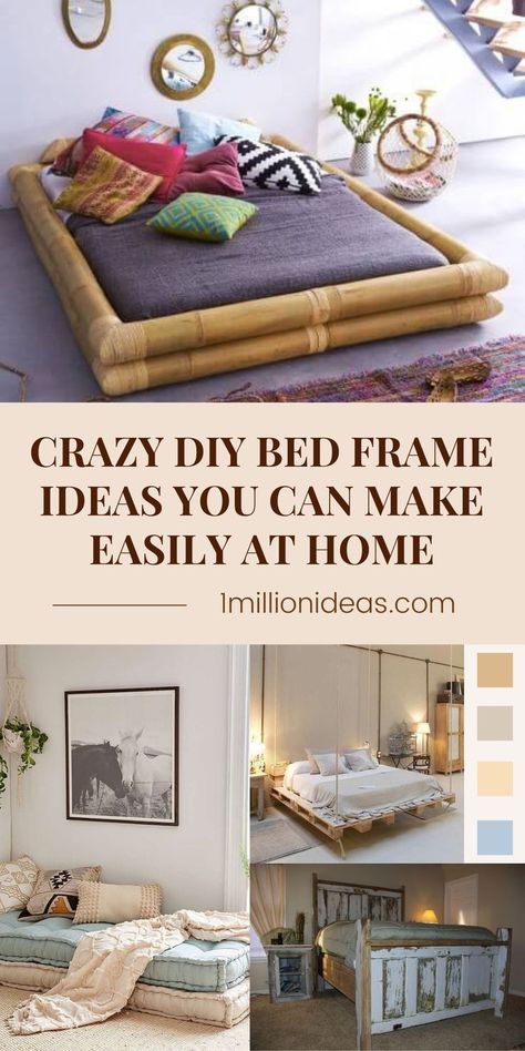 #HomeDecor #DIY #Bed Unique Bed Frames Diy, King Floor Bed Frame, Easy Bed Frame Diy Cheap, Floor Mattress Frame, Diy Mattress Frame, Diy Crate Bed Frame, Inexpensive Bed Frame, Queen Bed Wood Frame, Creative Bed Frames