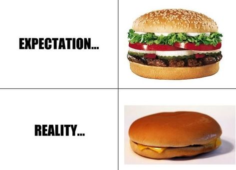 38 Funny Pictures Expectation-Vs-Reality Omnichannel Customer Experience, Expectations Vs Reality, Expectation Reality, Expectation Vs Reality, Funny Comic Strips, College Humor, Golf Humor, Good Burger, Food Waste