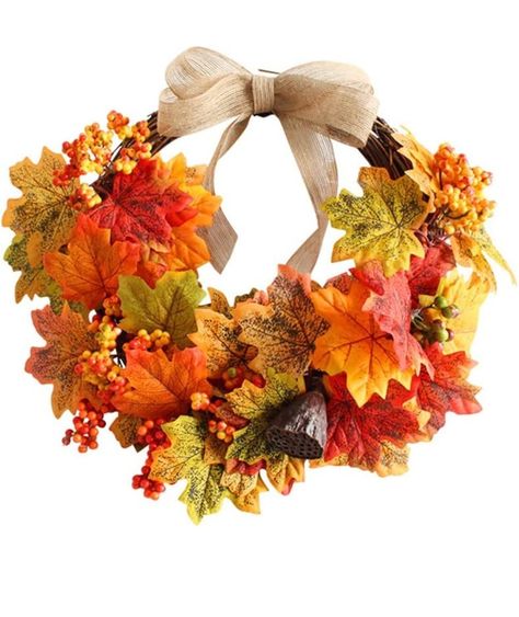 Maple Leaf Wreath, Fall Floral Decor, Wall Wreath, Harvest Wreath, Hanging Wreath, Halloween Party Themes, Leaf Garland, Leaf Wreath, Autumn Wreaths