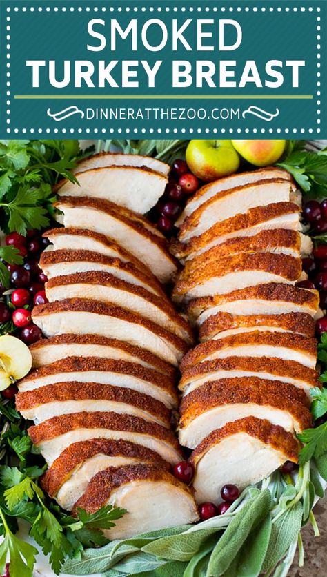 This smoked turkey breast is soaked in brine, then coated in homemade spice rub and cooked on a smoker until it is tender and juicy. Smoked Turkey Breast Recipe, Brined Turkey Breast, Bbq Rub Recipe, Smoked Turkey Breast, Turkey Breast Recipe, Homemade Spices, Spice Rub, Breast Recipe, Smoker Recipes