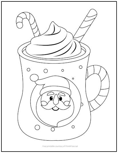 Santa Cocoa Cup Coloring Page | Print it Free Hot Cocoa Coloring Page Free Printable, December Coloring Sheets, Hot Cocoa Coloring Page, Diy Christmas Pictures Kids, Diy Christmas Pictures, Christmas Pictures Kids, Christmas Coloring Sheets, Saint Nick, Christmas Coloring