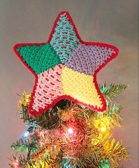 #christmastreeideas #christmasstar #christmasdecor #christmastreedecorating #christmasornaments Crochet Star Topper, Crochet Christmas Tree Topper, Crochet Tree Topper, Unique Christmas Tree Toppers, Christmas Tree Toppers Unique, Star Christmas Tree Topper, Patchwork Star, Xmas Tree Toppers, Christmas Tree Star Topper