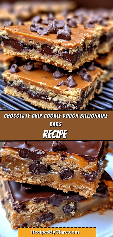 Indulge in these decadent Chocolate Chip Cookie Dough Billionaire Bars, featuring rich layers of buttery cookie dough, gooey caramel, and smooth chocolate. The ultimate sweet treat for any occasion!

Key Ingredients:

1/2 cup unsalted butter
1 cup brown sugar
1 cup semi-sweet chocolate chips
Experience the luxurious combination of textures and flavors in every bite. Billionaire Bars, Chocolate Chip Cookie Dough Recipe, Buttery Cookie, Gooey Caramel, Cookie Dough Recipes, Buttery Cookies, Vanilla Chocolate, Perfect Cookie, Semi Sweet Chocolate Chips