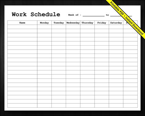 Weekly Employee Schedule Template

This free, printable PDF template makes it easy to create a weekly schedule for your employees. Simply fill in the names of your employees, their job titles, and their work hours. You can also add notes about any special arrangements, such as vacation days or sick leave. This template is perfect for small businesses or anyone who needs to create a simple, yet eff Employee Schedule Templates Weekly, Hours Tracker, Weekly Schedule Template, Time Sheet, Sunday To Saturday, Free Printable Calendar Templates, Schedule Printable, Work Schedule, Checklist Template