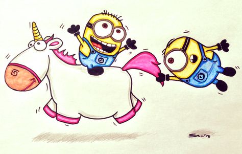 how to draw minions unicorn | Share Unicorn Drawing, Images Kawaii, Tumblr Art, A Unicorn, Despicable Me, Drawing Tutorials, World Domination, Kawaii Drawings, Disney Princesses