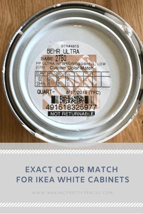 Paint Color Matching! Get the perfect match for your IKEA furniture! #paintedfurniture #ikeafurniturehacks #diypaintingtechniques Ikea Pax White Color Match, Ikea Pax White Paint Match, How To Paint Pax Wardrobe, Ikea Pax Color Match, Painting Pax Wardrobe, Ikea Pax Living Room, Ikea Pax Closet Ideas, Closet Color Ideas, Ikea White Cabinet