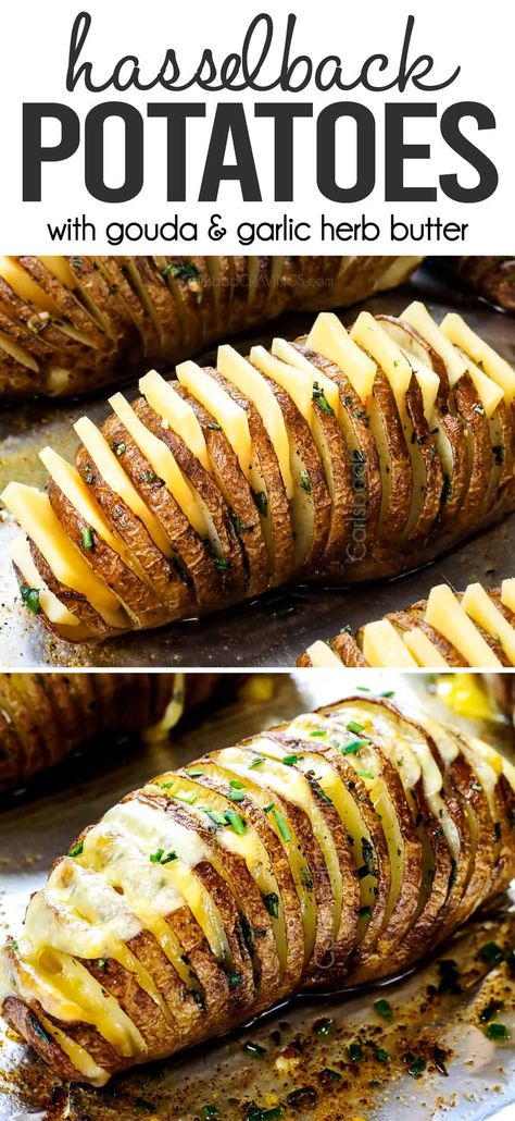 Hassleback Potatoes Garlic Butter, Grilled Hasselback Potatoes, Cheesy Hassle Back Potatoes, Potato Sides With Steak, Hasselback Potatoes On The Grill, Good Sides For Steak Dinner, Hasselback Potatoes Baked, Potatoes For Steak Dinner, Steak House Potatoes