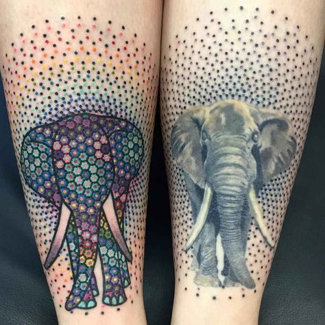 People With Tattoos, Illustrative Tattoos, Famous Tattoo Artists, Dot Tattoos, Geniale Tattoos, Elephant Tattoo, Elephant Tattoos, Tattoo Life, Pattern Tattoo