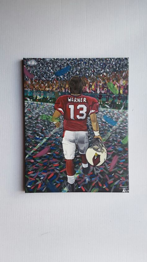 Football Fan Art Kurt Warner Arizona Cardinals Super Bowl Acrylic Painting Custom by Mvtchi Football Painting Ideas Easy, Football Painting, Football Painting Ideas, Football Art Painting, Football Painting Canvases, Canvas Football Painting, Football Acrylic Paintings, Football Paintings, Painting Canvases