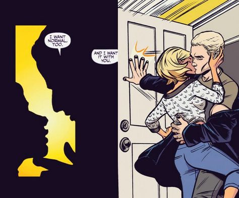 Spuffy's together in the comics. All's right with the world. Angel Investigations, Growing Relationship, Buffy Spike, Buffy Quotes, Spike Buffy, James Marsters, Buffy Summers, Original Vampire, Joss Whedon