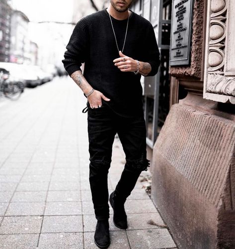 @menwithstreetstyle on Instagram: “Great @fashionnovamen outfit #NovaMEN” Black Boot Cut Jeans Outfit, Mens Black Outfit, Jeans Mens Outfit, Black Tee And Jeans, Outfit With Jewelry, Black Boot Cut Jeans, Guys Outfits, Bootcut Jeans Outfit, Jeans Outfit Men