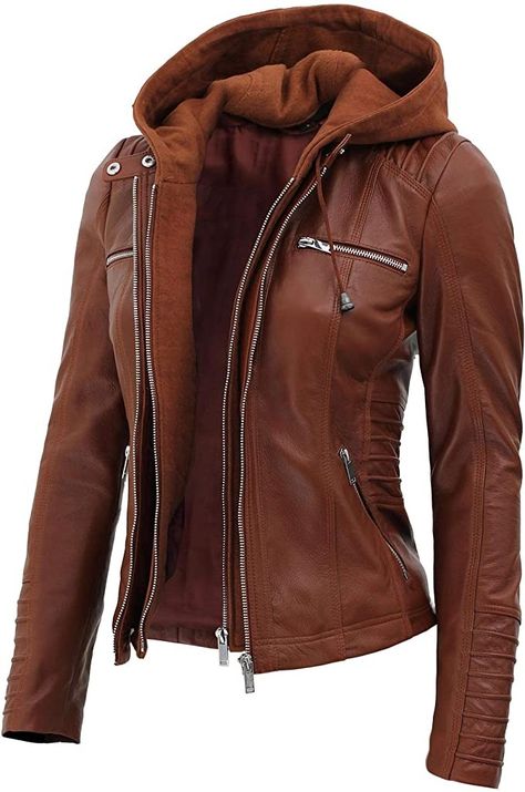 Hooded Leather Jacket, Cafe Racer Leather Jacket, Winter Leather Jackets, Womens Moto Jacket, Leather Jacket Women, Womens Black Leather Jacket, Leather Jacket With Hood, Womens Jackets Casual, Lambskin Leather Jacket