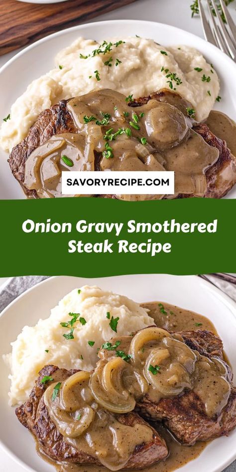 Want to impress your guests with a gourmet steak dinner? This Onion Gravy Smothered Steak Recipe is an easy way to add restaurant-quality taste to your home cooking. Be sure to save this recipe for a comforting meal that will have everyone asking for seconds! Smothered Steak And Gravy, Gourmet Steak Dinner, Easy Cajun Chicken, Steak Dinner Ideas, Smothered Steak, Gourmet Steak, Cajun Chicken Recipes, Easy Cajun, Savory Recipe