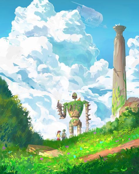 Laputa Castle In The Sky, Studio Ghibli Films, Art Studio Ghibli, Studio Ghibli Background, Personajes Studio Ghibli, Ghibli Artwork, Studio Ghibli Movies, Castle In The Sky, Studio Ghibli Art