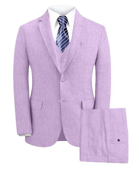 Men's Summer 3 Piece Linen Wedding Suit Peak Lapel Blazer Vest Pants Linen Wedding Suit, Lavender Blazer, Linen Wedding, Blazer For Men, Lapel Blazer, Summer 3, Wedding Linens, Wedding Suit, Peak Lapel