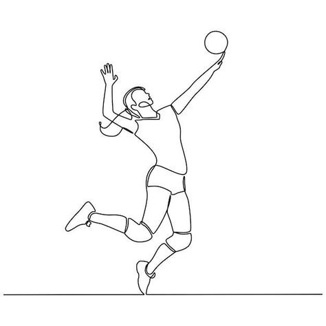 Professional Volleyball Players, Volleyball Drawing, Professional Volleyball, Movement Drawing, Female Volleyball Players, Volleyball Player, Continuous Line Drawing, Easy Drawings Sketches, Continuous Line