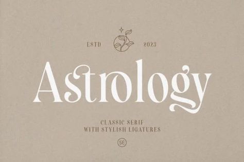 Astrology Font Astrology Design Graphic, Astrology Font, Mystical Typography, Celestial Typography, Tarot Font, Astrology Branding, Mystical Font, Celestial Font, Astrology Logo