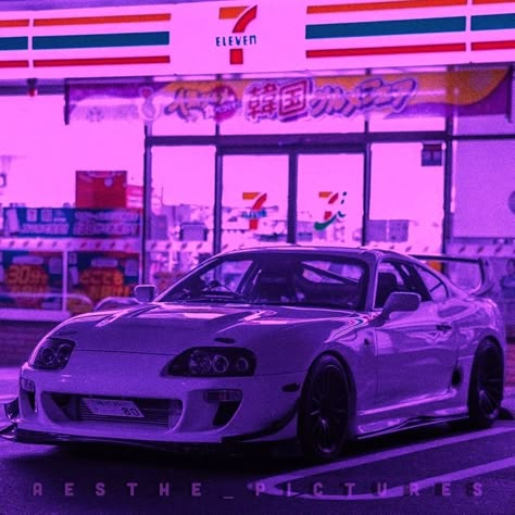 Supra Mk4 Aesthetic, Purple Supra, Supra Japan, Japan Purple, Purple Widget, Car Jdm, Jdm Toyota, Tokyo Drift Cars, Night Theme