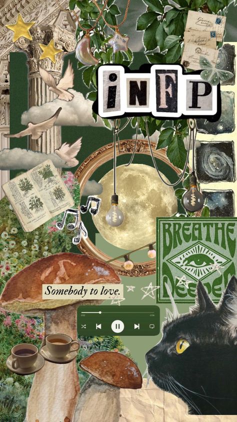 infp <3 #infp #vintage #nature #vibes #music #quotes #aesthetic #green Music Quotes Aesthetic, T Wallpaper, Nature Collage, Nature Vibes, Infp Personality, Love Collage, Winter Color Palette, Mbti Character, Infp T