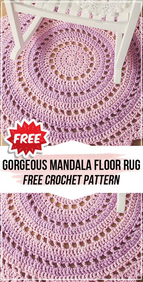 Easy Crochet Rug Patterns, Easy Crochet Rug, Crochet Rug Patterns Free, Doily Rug, Crochet Mat, Crochet Carpet, Crochet Rug Patterns, Crochet Mandala Pattern, Crochet Doily Patterns