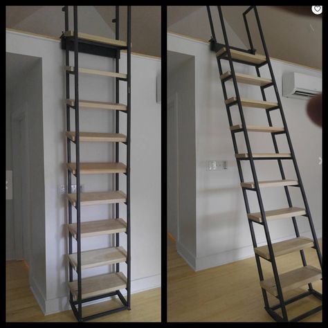 Sliding Ladder, Tiny House Stairs, Loft Ladder, Diy Bathroom Furniture, Diy Furniture For Small Spaces, Diy Apartment Furniture, Pallet Furniture Living Room, Diy Baby Furniture, Diy Furniture Hacks