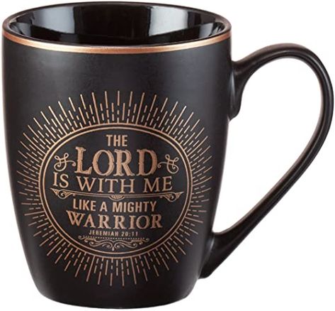 Jeremiah 20 11, The Lord Is With Me, Mighty Warrior, Brown Mugs, Christian Art Gifts, Kitchenware Products, Encouragement Gifts, Free Coffee, Christian Encouragement