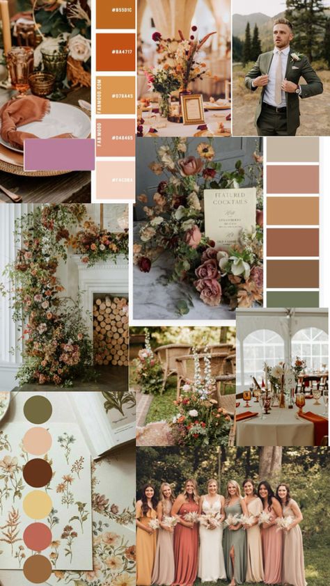 Beautiful trending fall color palette with trending wedding colors for fall 2024 weddings. Colorful Wedding Palette, Trending Wedding Colors, Wedding Colors For Fall, 2024 Color Palette, Chocolate Brown Wedding, Trending Wedding, Brown Wedding, Wedding Palette, Fall Color Palette