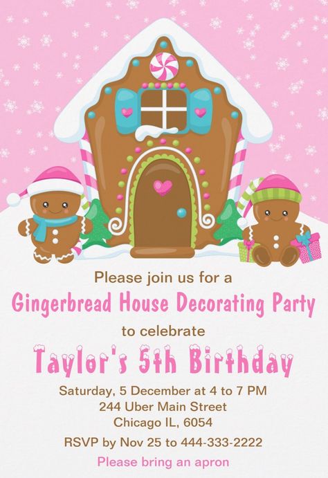 Decorating Birthday Party, Decorating Birthday, Gingerbread House Christmas, Gingerbread House Decorations, Birthday Card Template, Birthday Cards For Men, Party Invites, House Decorating, Christmas Holiday Cards